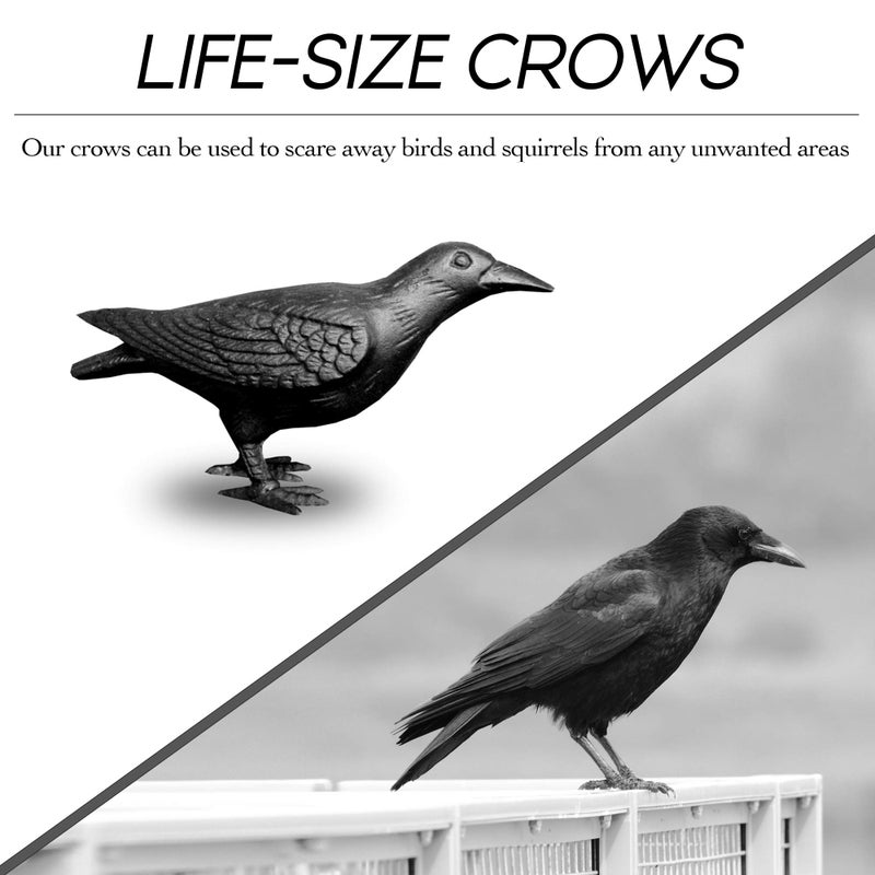 NACH Crow Decor, 4.5 x 11 x 3.5 inch, Cast Iron Black Raven Statue, Raven Decor for Outside - Head Up Crow Statue - Image 4